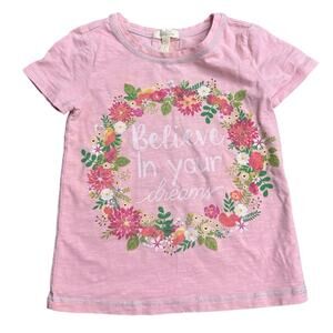 Matilda Jane Girls Size 6 Top – Pink Floral Wreath “Believe in Your Dreams” Tee